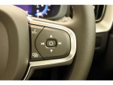 ステアリングの右側スイッチでは、オーディオのボリューム操作や車両の燃費情報を確認できます。