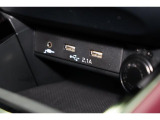 小物の収納に便利なセンタートレイには携帯等のデバイスの充電可能なUSB出力電源付です。