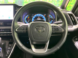 【純正革巻きステアリング】上質な革を使用することで、手にしっかり馴染みとても運転しやすいハンドルです♪