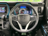 【純正革巻きステアリング】上質な革を使用することで、手にしっかり馴染みとても運転しやすいハンドルです♪