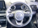 【純正革巻きステアリング】上質な革を使用することで、手にしっかり馴染みとても運転しやすいハンドルです♪
