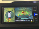 真上から見下ろしたような視点で車とその周囲を確認出来る画面と、車両後方を映し出すバックモニター画面の2つを表示してくれます。