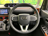 【純正革巻きステアリング】上質な革を使用することで、手にしっかり馴染みとても運転しやすいハンドルです♪