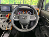 【純正革巻きステアリング】上質な革を使用することで、手にしっかり馴染みとても運転しやすいハンドルです♪