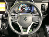【純正革巻きステアリング】上質な革を使用することで、手にしっかり馴染みとても運転しやすいハンドルです♪