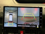 【パノラマカメラ】フロント・リヤ・サイドにカメラが付いているのでカーナビ画面に上空から見たように映し出されるので車庫入れが非常に簡単にできます☆ 純正ナビ連動です☆狭い道でのすれ違いにも安心♪