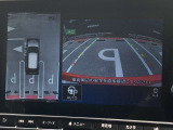 アラウンドビューモニターです。4つのカメラからの映像を合成・処理することで空から見下ろすような視点で周囲を確認でき、駐車時のクルマの位置確認がスムーズになります。