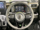 【純正革巻きステアリング】上質な革を使用することで、手にしっかり馴染みとても運転しやすいハンドルです♪