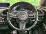 【純正革巻きステアリング】上質な革を使用することで、手にしっかり馴染みとても運転しやすいハンドルです♪