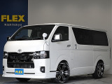 令和5年式ハイエースVダークプライムⅡ2000ガソリン2WDフレックスカスタム入庫!新品オリジナルスポイラー新品オリジナルオーバーフェンダー新品オリジナル18インチアルミ新品パイオニア9インチナビ装備