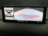 上空から俯瞰した映像で周囲の状況を確認出来る360&deg;ビューモニターです。大柄な車体ですが、これで狭い駐車場でも安心ですね。また、隠れたお子様やいつの間にか置かれたカートも確認出来ますね。