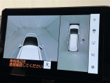 【パノラミックビューモニター】クルマの前後左右に搭載したカメラから取り込んだ画像を合成し、車両を上から見たような画像をディスプレイに表示します。