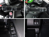N-BOXの各種スイッチ群です。ハンドル右下にパワースライドドアスイッチ。その下に、横滑り制御装置VSAのOFFスイッチがあります。
