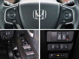 運転席回りの各種スイッチ群とホンダ純正ETC車載器です。電動スライドドアスイッチも配備されています。総合先進安全装備のセンシング搭載。ヒューマンエラーを高度先進技術が補完してくれます。