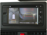 車両を上から見下ろしたような視点で車庫入れをサポートするパノラミックビューモニターです。