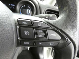 ステアリングスイッチでクルーズコントロール機能の操作ができます。長距離の高速走行時の疲労軽減や燃費に役立ちます。