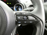 ステアリングスイッチでクルーズコントロール機能の操作ができます。長距離の高速走行時の疲労軽減や燃費に役立ちます。