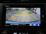 バックカメラの画像です。ガイドラインがスムースな車庫入れをサポートいたします。車庫入れの安心感がアップしますね。