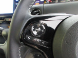 ハンドルにオーディオの操作スイッチが装備されています。視線を前方から外さずハンドルから手を離さずに操作できるのでとっても安全ですね。