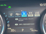 【ブラインドスポットモニター】走行中、ドアミラーの死角になりやすい箇所に後続車が接近するとサイドミラーのレンズに警告を表示!ドライバーに注意喚起をしてくれます。