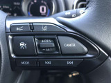 【ステアリングスイッチ】右です。ハンドルから手を離さず、運転に集中したまま手元でマルチインフォメーションディスプレイ内の表示切替などができます。