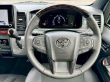 ダークプライムⅡ専用装備 本革巻き+黒木目マホガニー調ステアリング!