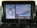 ギアを『R』に入れるとナビ画面に、まるで雲の上から覗いているような映像が映り、駐車をサポートしてくれます。