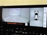 【パノラミックビューモニター】クルマの前後左右に搭載したカメラから取り込んだ画像を合成し、車両を上から見たような画像をディスプレイに表示します。