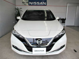 日産らしさを引き立てるフロントマスクの大きなVモーショングリル。NISSANロゴの上部に通常と急速、どちらも備えた充電口があります。