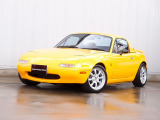 平成3年 ユーノスロードスター 5MT サンバーストイエロー外装色 RG車高調 ワタナベ15AW ハードトップ ソフトトップ張替え ストラーダ地デジナビ R134AC 茶革レザー タイヤ8分山 ウッドハンドル
