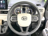 【純正革巻きステアリング】上質な革を使用することで、手にしっかり馴染みとても運転しやすいハンドルです♪