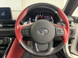 【純正革巻きステアリング】上質な革を使用することで、手にしっかり馴染みとても運転しやすいハンドルです♪