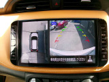 アラウンドビューモニターも装備しております。ご覧のように車体を真上か見たような映像なので、車庫入れの苦手なお客様ももうご心配いりません。
