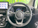 【純正革巻きステアリング】上質な革を使用することで、手にしっかり馴染みとても運転しやすいハンドルです♪