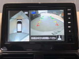 前後左右4つのカメラで、上から見たような映像をお届け、駐車時も安心、アラウンドビューモニター付(肉眼では確認し辛い左前の映像に切り替えることも可能です)。