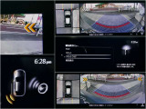 接近物センサーも同時に機能する360ビューモニター。前後ワイドビューで写真のように運転手から見えない歩道も映してくれます