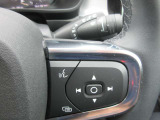 左側のスポーク部には運転支援機能の操作ボタン、右側にはオーディオやインフォテイメント、通信機能などの操作ボタンが設置されています。