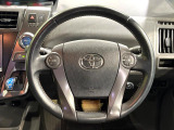 【純正革巻きステアリング】上質な革を使用することで、手にしっかり馴染みとても運転しやすいハンドルです♪
