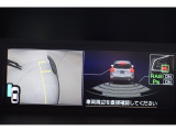 サイドビュー表示 黄色のガイドラインは車体からの距離約30cm、車両先端、ホイールセンターの位置を示しドライバーをアシストします。