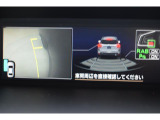 サイドビュー表示 黄色のガイドラインは車体からの距離約30cm、車両先端、ホイールセンターの位置を示しドライバーをアシストします。