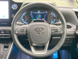 【純正革巻きステアリング】上質な革を使用することで、手にしっかり馴染みとても運転しやすいハンドルです♪