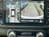アラウンドビューモニターです。上空からお車の周りを見る感覚で表示されますので、車庫入れも安心です。