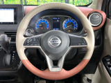 【純正革巻きステアリング】上質な革を使用することで、手にしっかり馴染みとても運転しやすいハンドルです♪