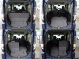 乗車人数やお荷物に応じて後部座席をセパレートに倒すことが出来ます。充分なラゲッジスペースも確保。