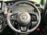 【純正革巻きステアリング】上質な革を使用することで、手にしっかり馴染みとても運転しやすいハンドルです♪
