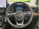【純正革巻きステアリング】上質な革を使用することで、手にしっかり馴染みとても運転しやすいハンドルです♪