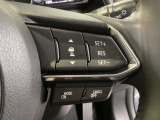 ステアリングスイッチで、先行車に自動追従するアダプティブクルーズコントロールが作動可能。設定した車速内での車間距離を自動で調整・維持。高速道路の渋滞時もアクセル・ブレーキ操作から解放されます。