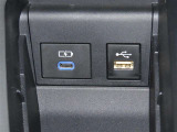 充電用USBポート(左)・接続用USBポート。