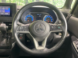 【純正革巻きステアリング】上質な革を使用することで、手にしっかり馴染みとても運転しやすいハンドルです♪