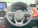 【純正革巻きステアリング】上質な革を使用することで、手にしっかり馴染みとても運転しやすいハンドルです♪